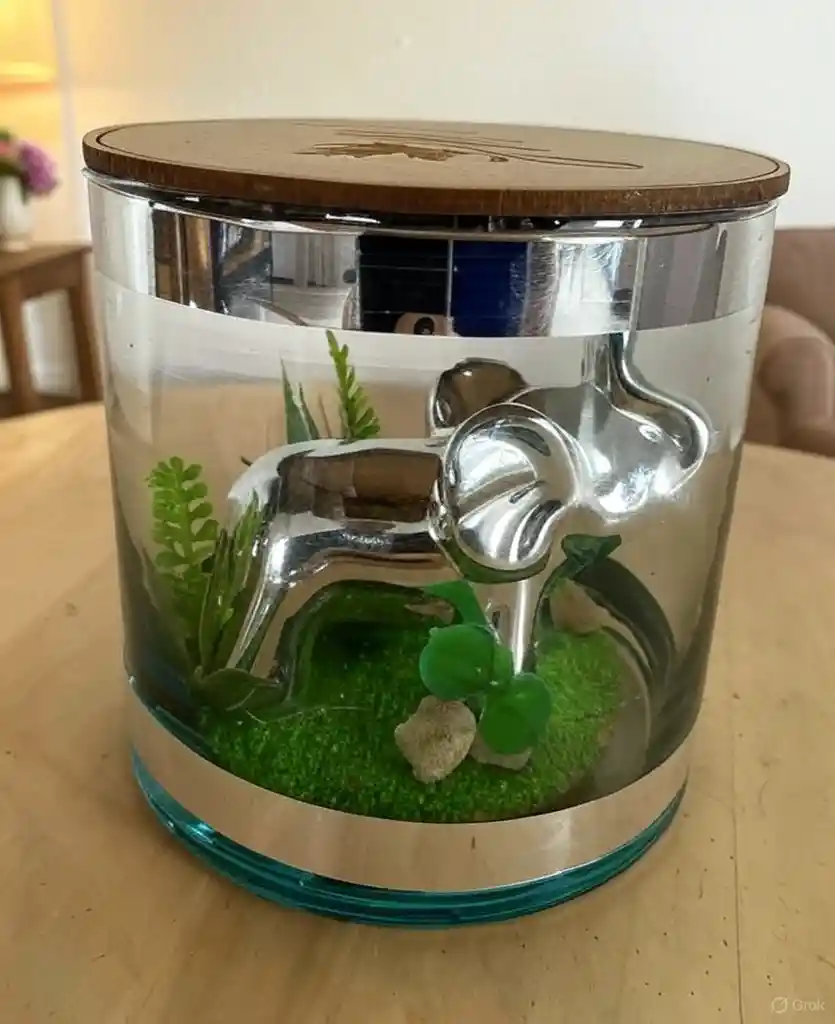 Adorno Elefante Decorativo En Vaso De Cristal 2