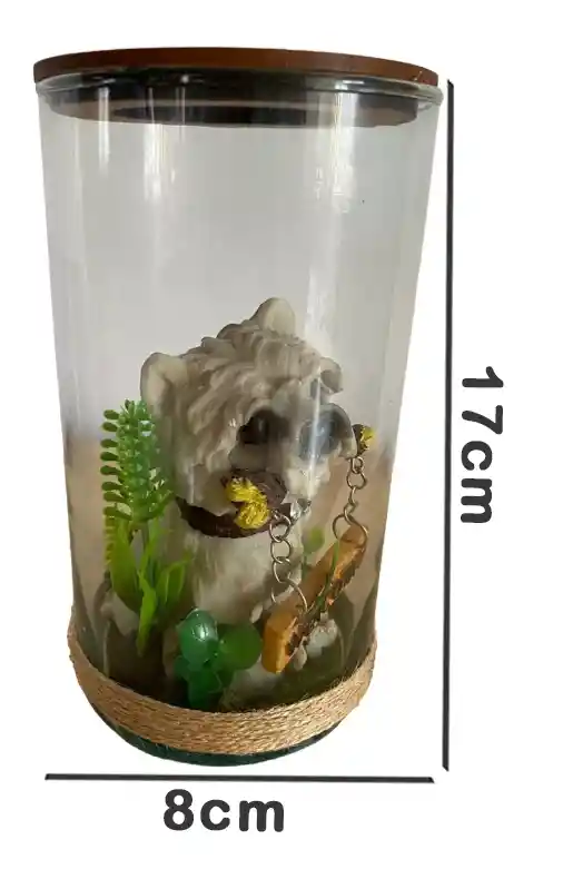 Adorno De Perro En Frasco De Cristal (schnauzer)