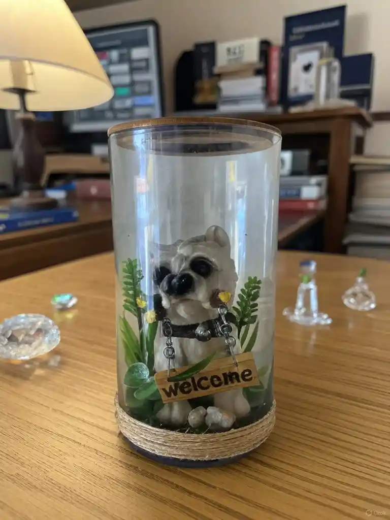 Adorno De Perro En Frasco De Cristal (schnauzer)