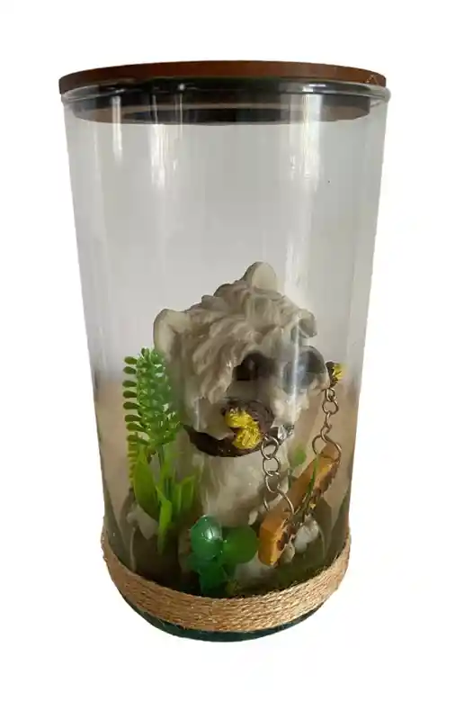 Adorno De Perro En Frasco De Cristal (schnauzer)