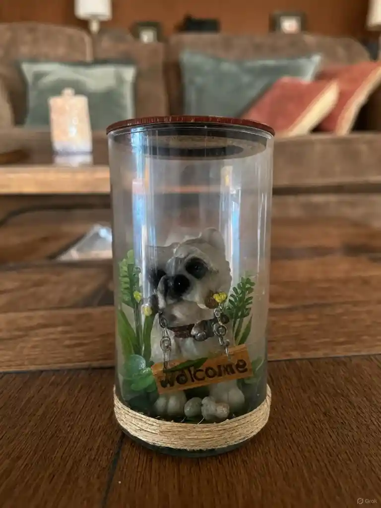 Adorno De Perro En Frasco De Cristal (schnauzer)
