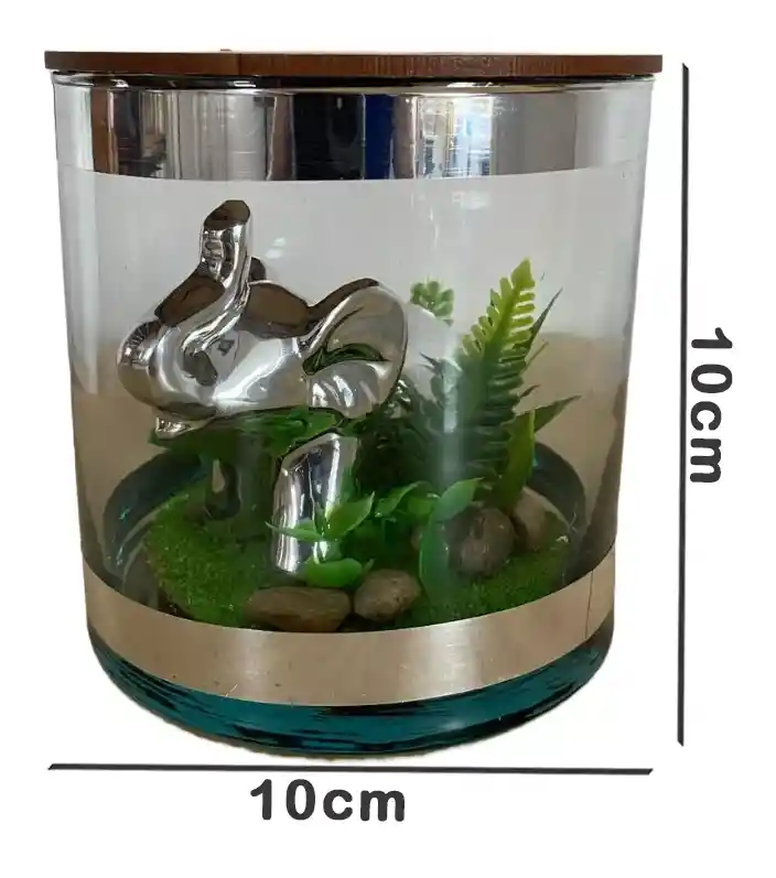 Adorno Elefante Decorativo En Vaso De Cristal 2