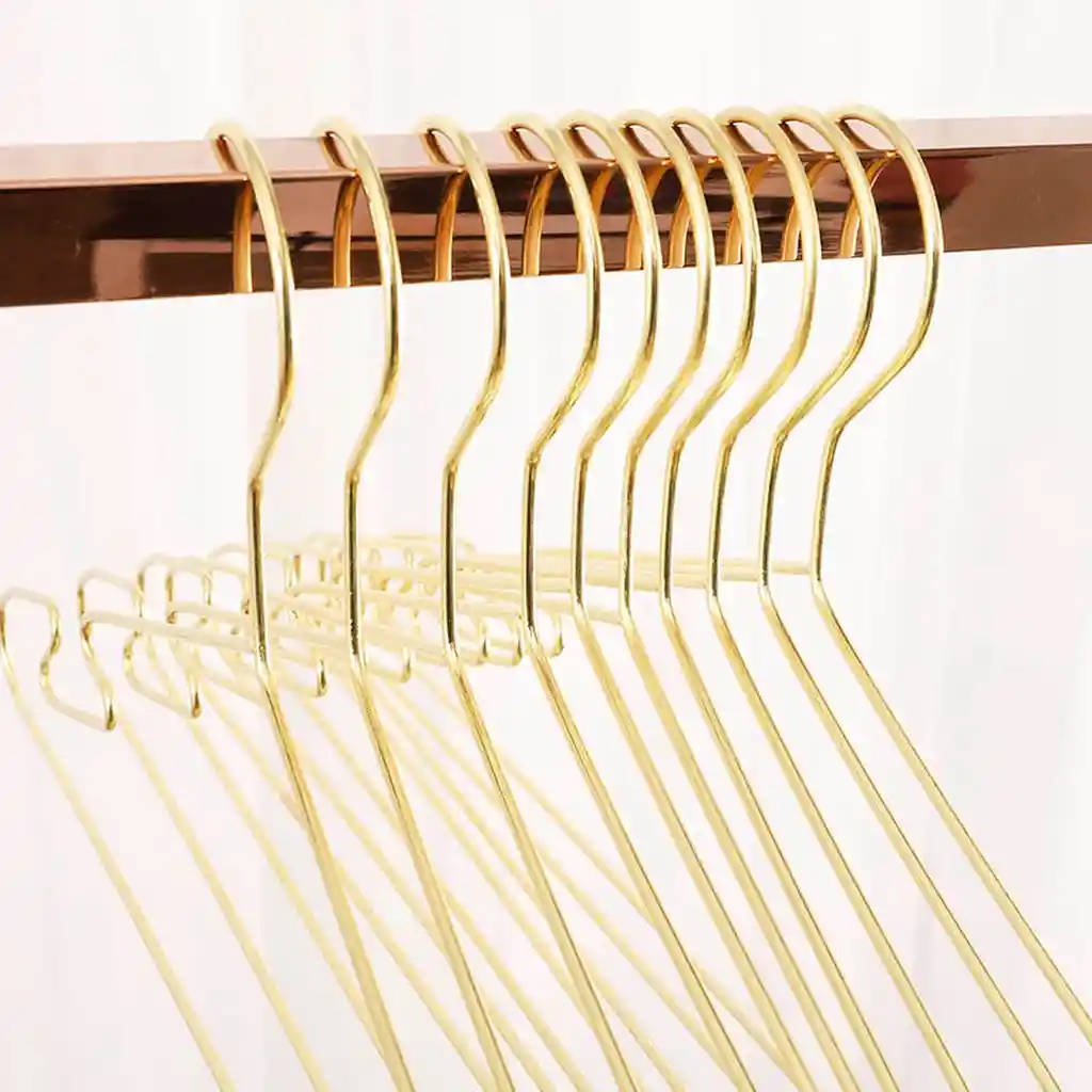Pack X10 Ganchos Ropa Metálico Triangular Dorado Ho0403