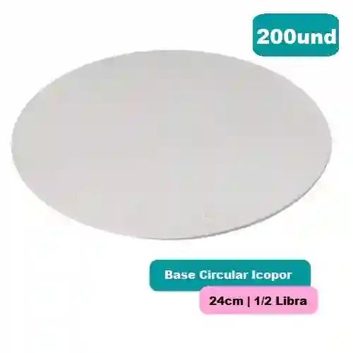 Kangupor Base Circular Icopor 24cm X 200und Torta 1/2 Libra