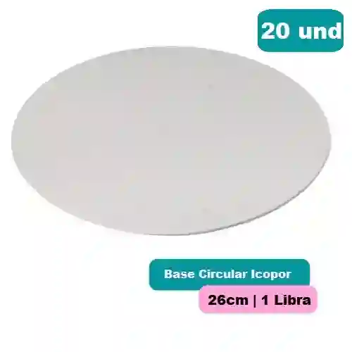 Kangupor Base Circular Icopor 26cm X 20und Torta 1 Libra