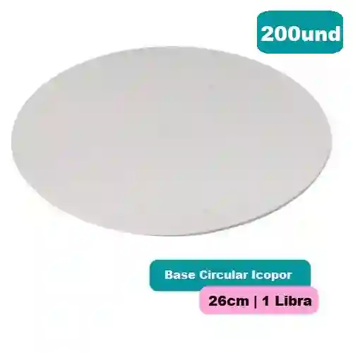 Kangupor Base Circular Icopor 26cm X 200und Torta 1 Libra