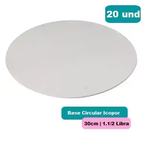 Kangupor Base Circular Icopor 30cm X 20und Torta 1.1/2libra