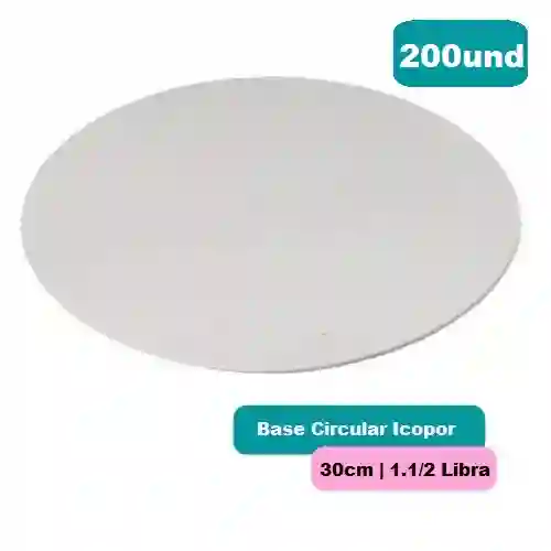Kangupor Base Circular Icopor 30cm X 200und Torta 1.1/2libra