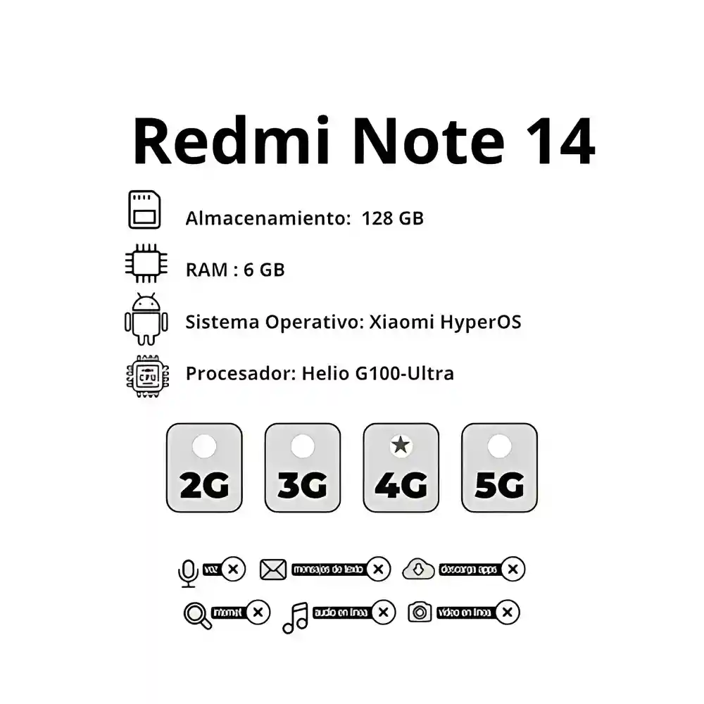 Celular Xiaomi Note 14 128gb 6 Ram + Obsequio Reloj Smartwatch Mobulaa