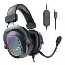 Auriculares Para Juegos Fifine H6 Rgb Usb 7.1 Con Controladores Negros De 50 Mm