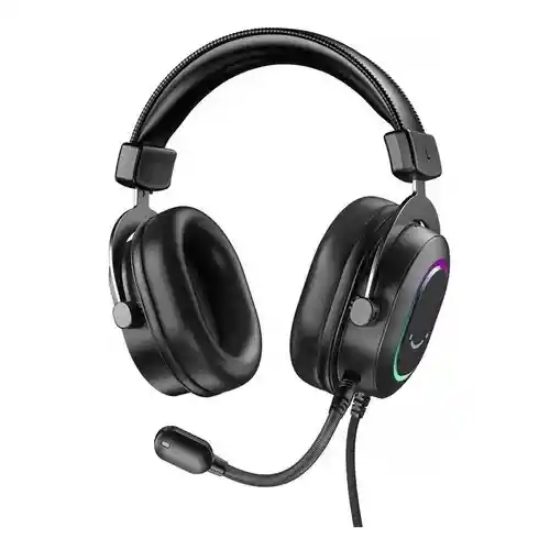 Auriculares Para Juegos Fifine H6 Rgb Usb 7.1 Con Controladores Negros De 50 Mm