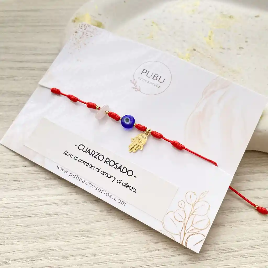 Pulsera Protecion Cuarzo Rosado