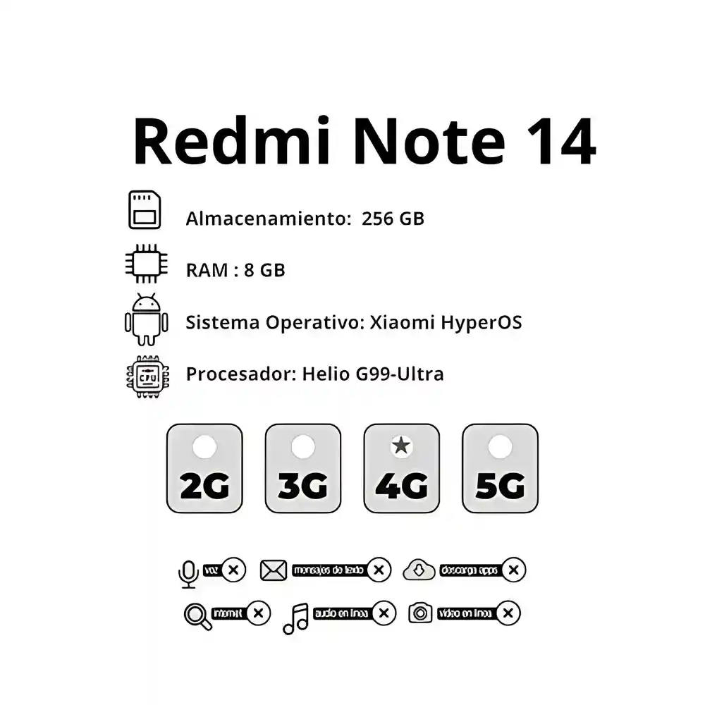 Celular Xiaomi Note 14 256gb 8 Ram + Obsequio Reloj Smartwatch Mobulaa