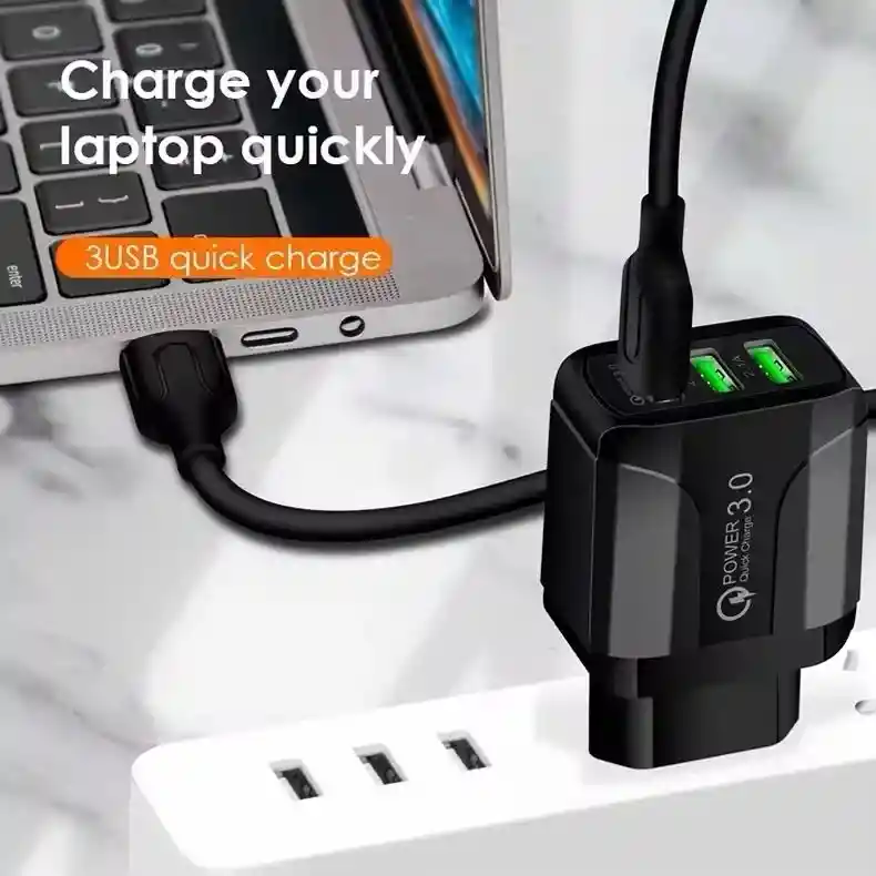 Cargador Tipo C Carga Rápida 3 Puertos Usb