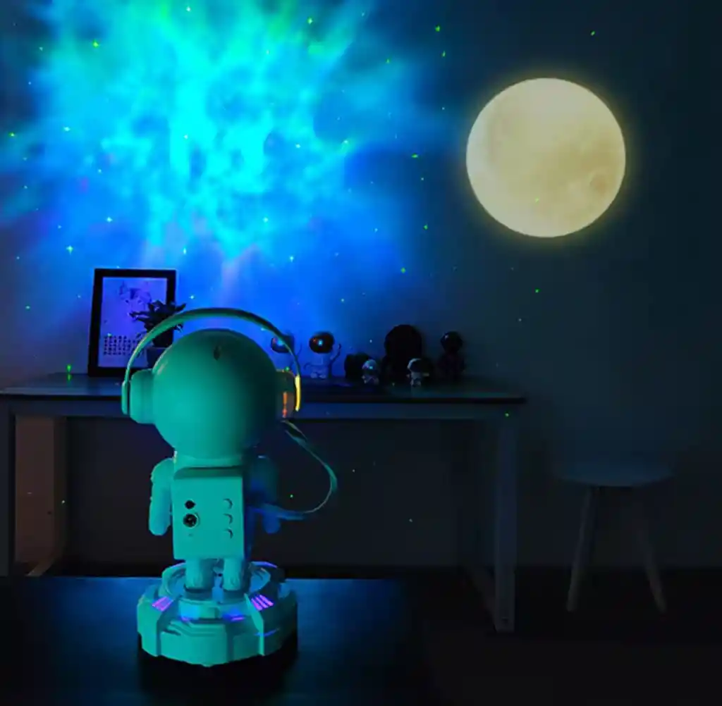 Astronauta Proyector Nublosa Estrellas Con Bluetooth Y Base
