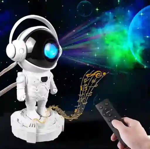 Astronauta Proyector Nublosa Estrellas Con Bluetooth Y Base
