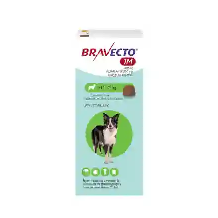Bravecto 1m Antiparasitario Perros De 10 A 20 Kg Tableta 200 Mg