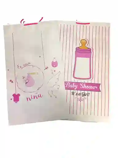 Bolsa De Regalo Kraft Earthpact Baby Shower Niña Rosada Extra - Grande 56x33cm