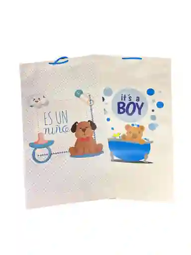 Bolsa De Regalo Kraft Earthpact Baby Shower Niño Azul Extra - Grande 56x33cm