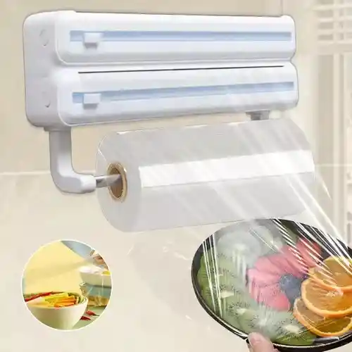 Porta Rollos Dispensador Cocina 3en1 Cortador Aluminio Papel