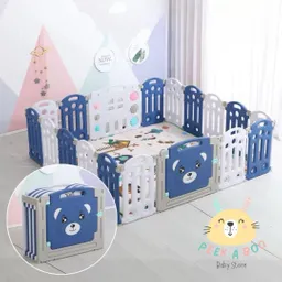 Corral De Juegos Plegable Y Modulable Para Bebes Azul