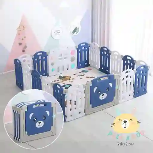 Corral De Juegos Plegable Y Modulable Para Bebes Azul