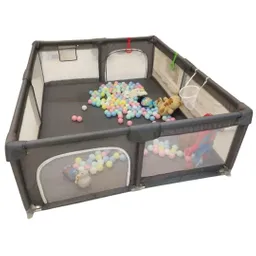 Corral De Juegos En Lona + Pelotas Para Bebes Color Gris