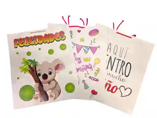 Bolsa De Regalo Kraft Earthpact Feliz Cumpleaños - Feliz Día Varios Motivos Medio Pliego 39,5x33cm