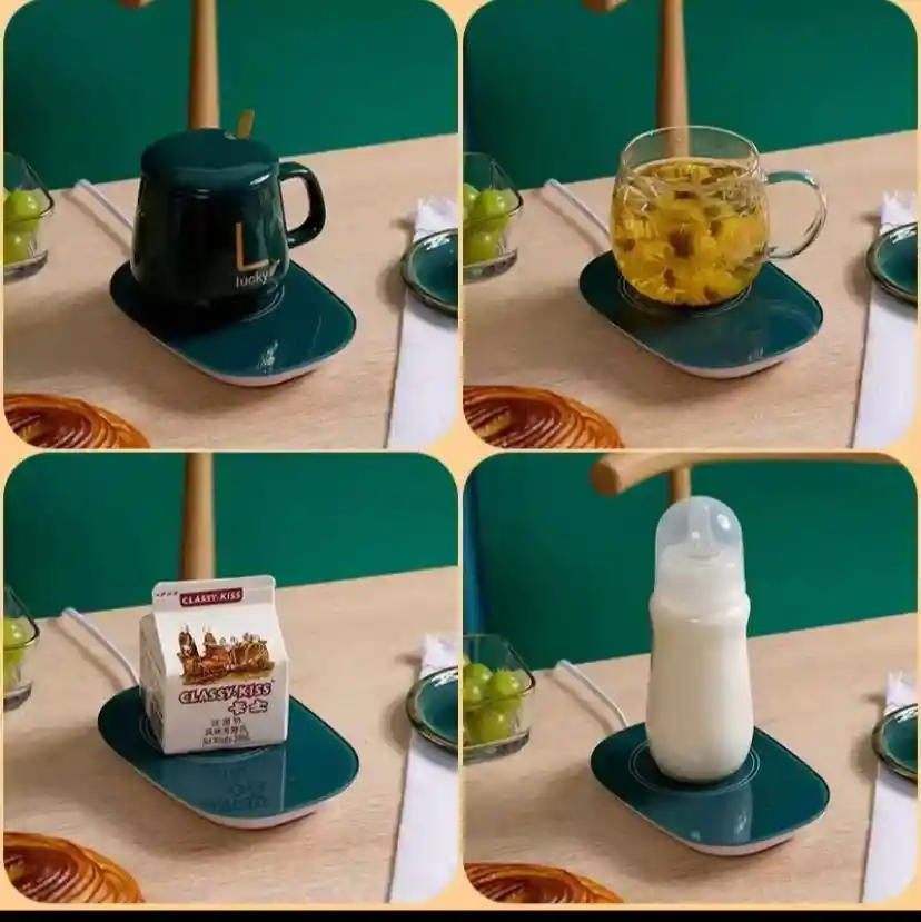 Set Base Calentadora Taza Electrica Cuchara Bebidas Usb