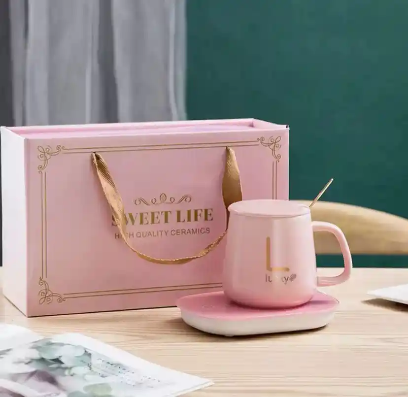Set Base Calentadora Taza Electrica Cuchara Bebidas Usb