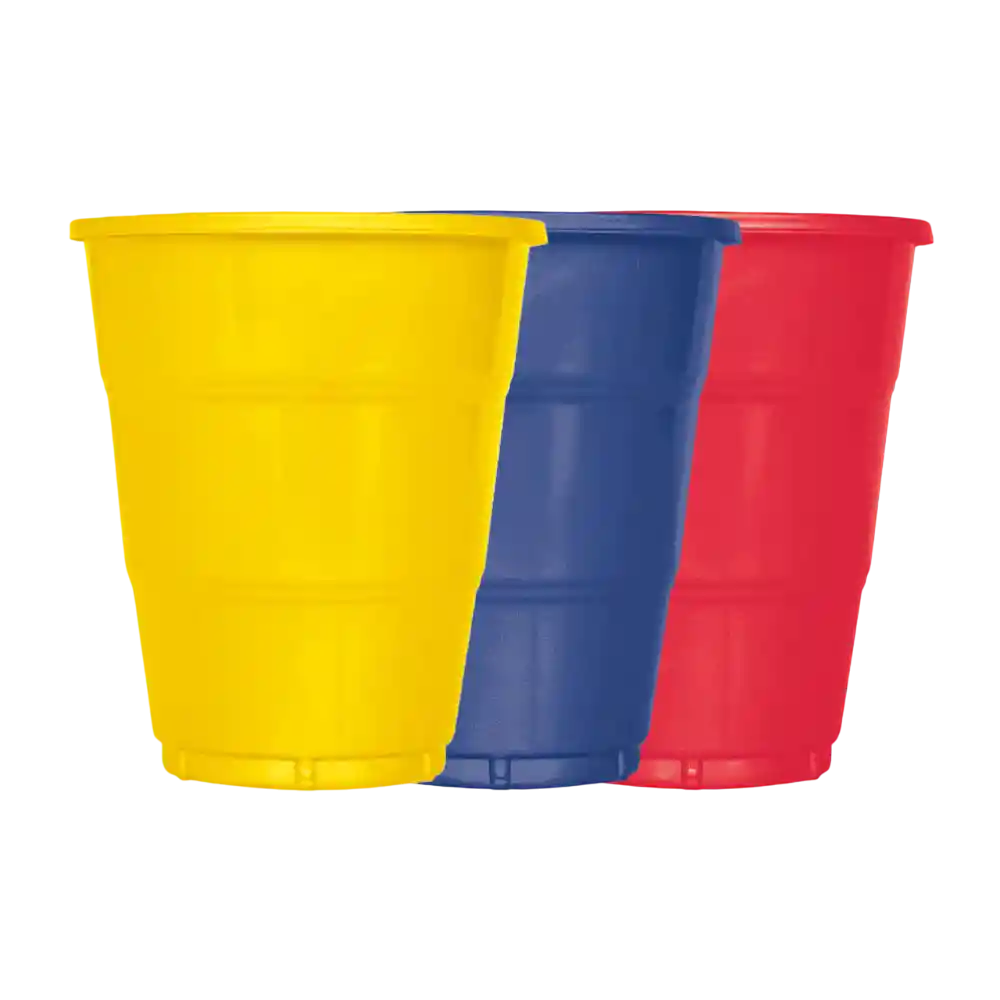 Vaso Plastico Desechable Tricolor 7oz X 10und
