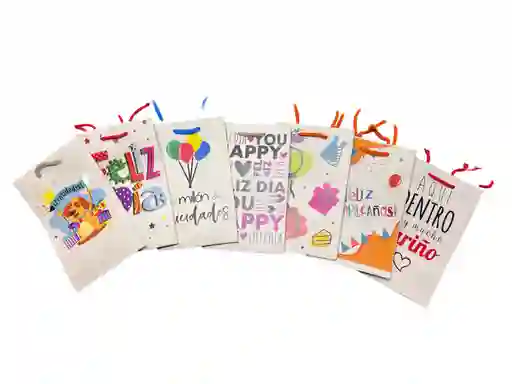 Bolsa De Regalo Kraft Earthpact Feliz Cumpleaños - Feliz Día Varios Motivos Mini 12,5x7,5cm