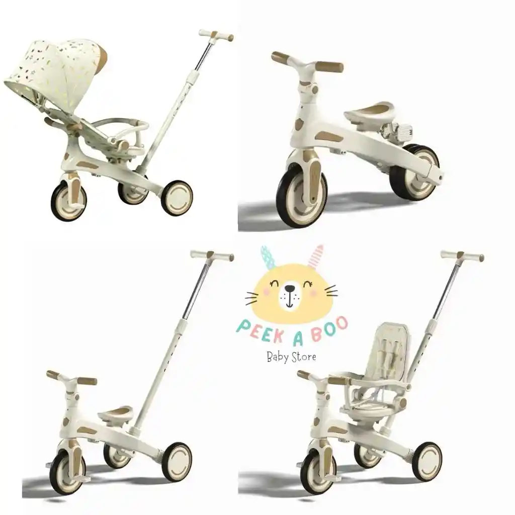 Triciclo Coche Paseador Función 5 En 1 Para Niños Rojo