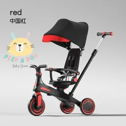 Triciclo Coche Paseador Función 5 En 1 Para Niños Rojo