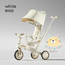 Triciclo Coche Paseador Función 5 En 1 Para Niños Blanco