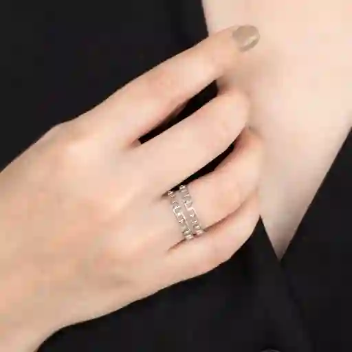 Anillo Double Chain / Plateado
