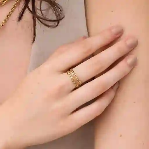 Anillo Double Chain / Dorado