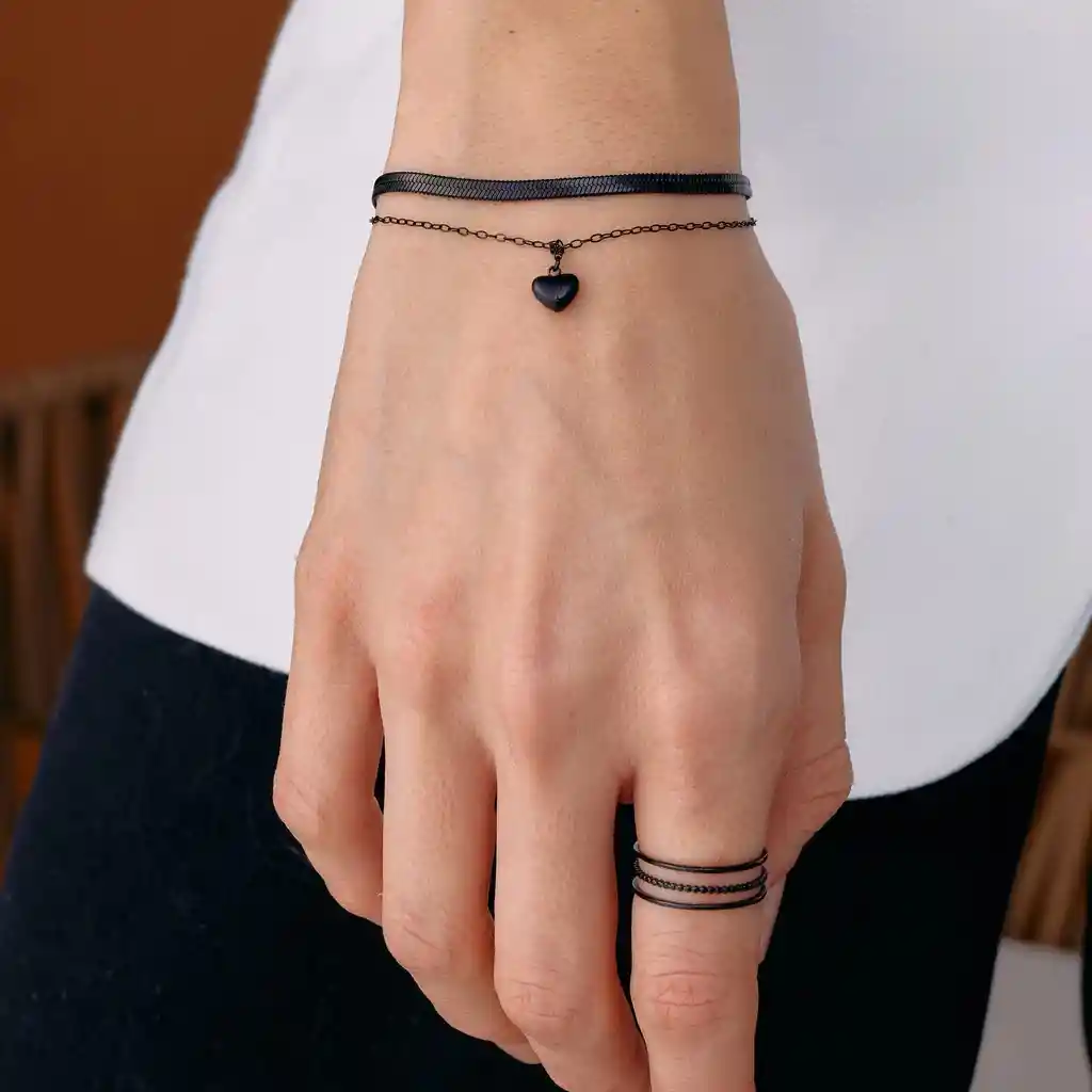Pulsera Corazón Chunky / Negro