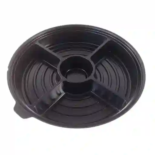 Plato Circular 5 Cavidades Con Tapa 4d Negro 5und Paquete