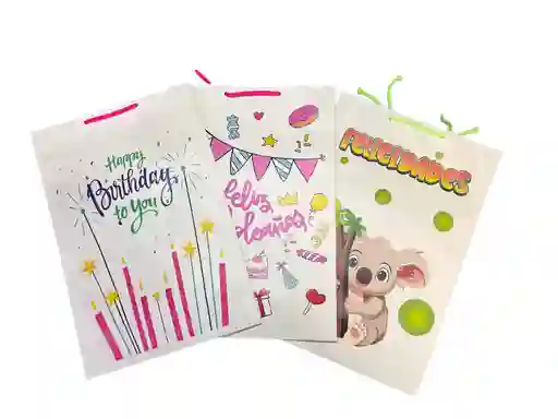 Bolsa De Regalo Kraft Earthpact Feliz Cumpleaños - Feliz Día Varios Motivos Grande 37x25cm