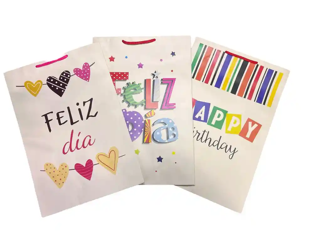 Bolsa De Regalo Kraft Earthpact Feliz Cumpleaños - Feliz Día Varios Motivos Grande 37x25cm