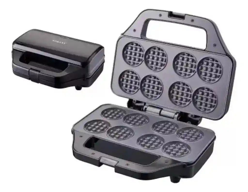 Maquina Para Hacer Waffles Sokany 8 Puestos 850 Watts Negro