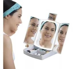 Espejo Led Plegable Con Organizador De Maquillaje 3 En 1