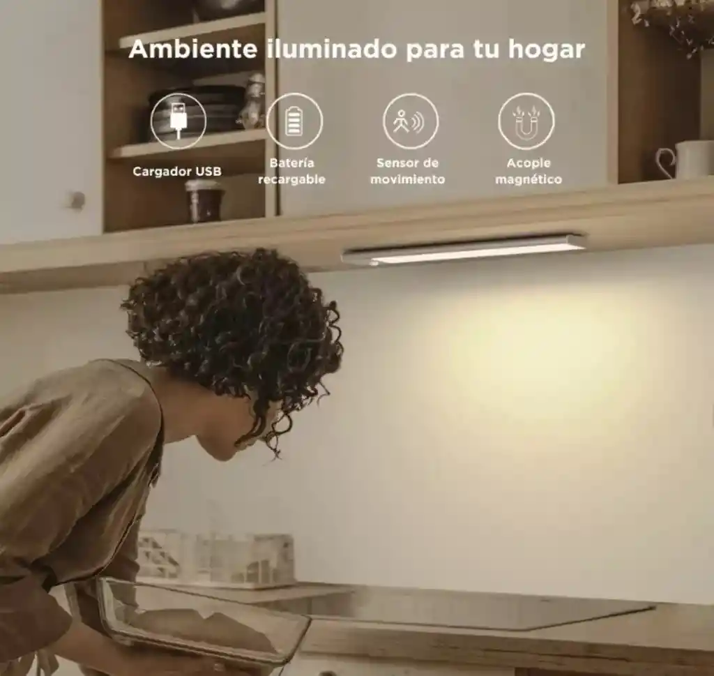Barra Luz Led Veoquiero 40cm Usb Recargable Con Sensor De Movimiento Bajo Alacena Cocina
