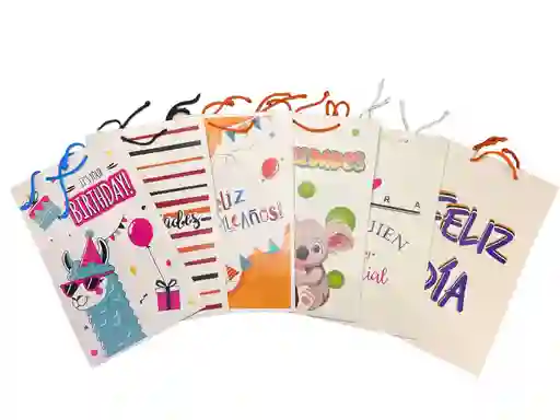 Bolsa De Regalo Kraft Earthpact Feliz Cumpleaños - Feliz Día Varios Motivos Mediana 26x16cm