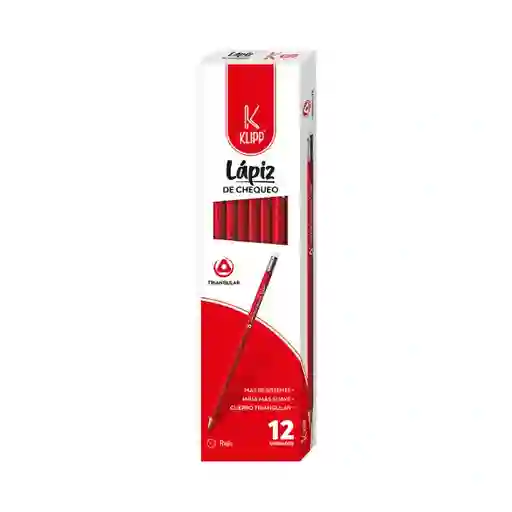 Lapiz Chequeo Color Rojo X 3 Unid Klipp