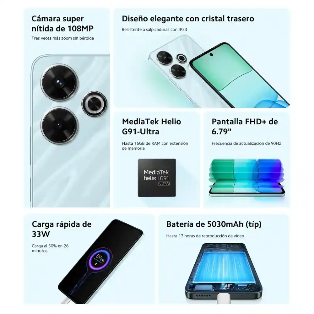 Celular Xiaomi Redmi 13 6 Ram 128 Gb + Obsequio Smartwatch Mobulaa Original