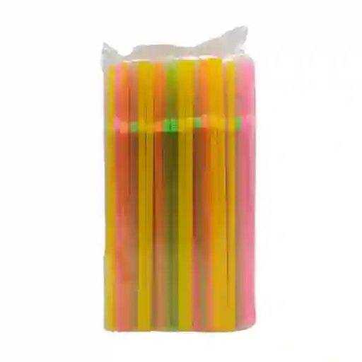 Pitillos Flexibles De Colores Acidos 200 Unidades