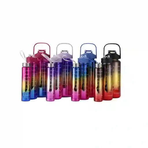Set De 3 Termos Botella De Agua Motivacional Metalizados