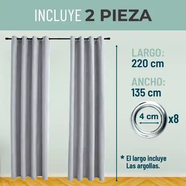 Cortina Blackout 100% 135x220cm Terciopelo Casatua set de 2